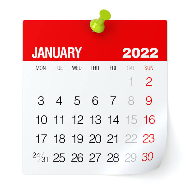 istock January 2022 - Calendar. Isolated on White Background. 3D Illustration 1348028277