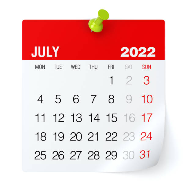 istock July 2022 - Calendar. Isolated on White Background. 3D Illustration 1348028278