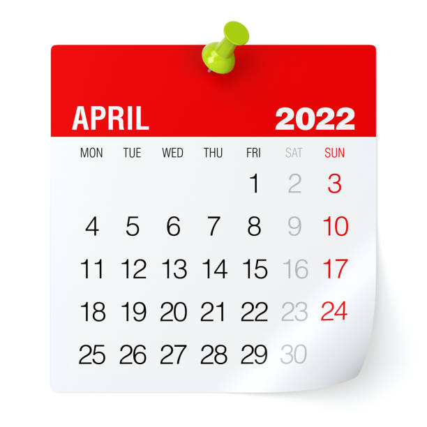 istock April 2022 - Calendar. Isolated on White Background. 3D Illustration 1348028282