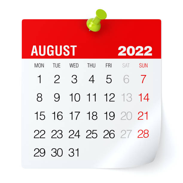 istock August 2022 - Calendar. Isolated on White Background. 3D Illustration 1348028284