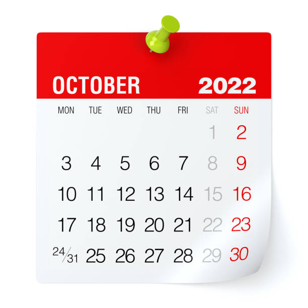 istock October 2022 - Calendar. Isolated on White Background. 3D Illustration 1348028285