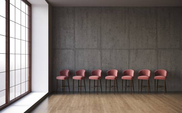 istock 3d visualization of a restaurant chair in a minimalist interior. 3d rendering copy space, cg render 1348030696