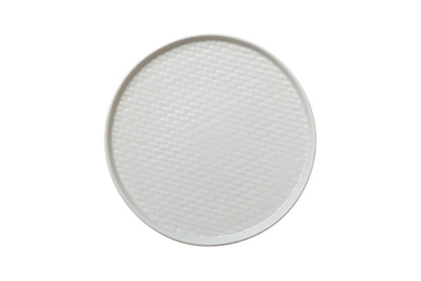 istock White ceramic round plate isolated over white background. Top view 1348030966