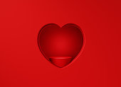 Podium Sitting Inside Of A Red Heart Shape On Red Background