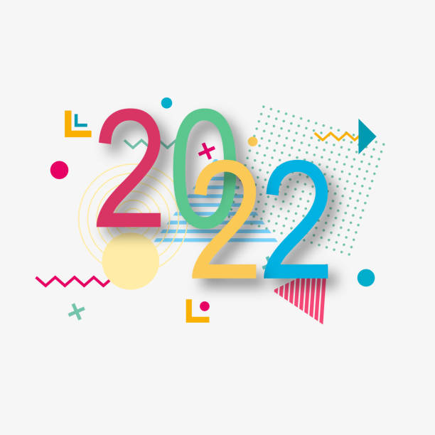 istock Creative design of a New Year card of 2022 on a modern background. 1348034513