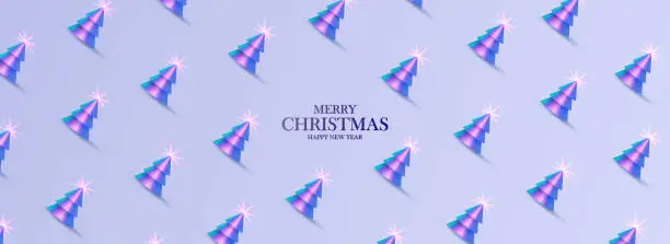 Vector illustration of Abstract elegant banner with Christmas trees and place for text. Happy New Year. Vector