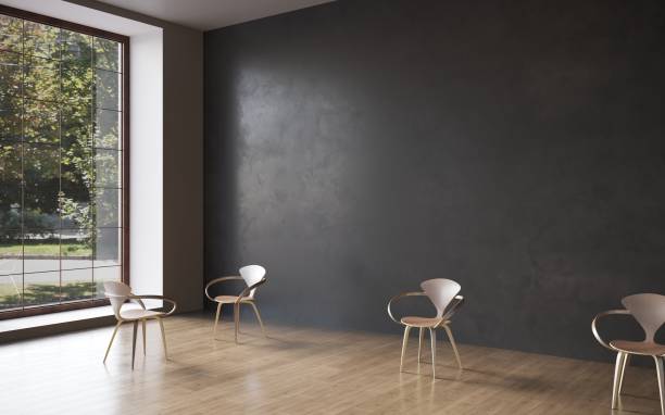 istock 3d visualization of a bar stool in a minimalist interior, 3D illustration, cg render 1348036243