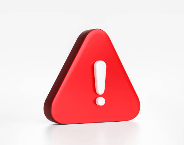 Red warning sign symbol or alert safety danger caution illustration icon security message and exclamation triangle information icon isolated on white attention background with secure alarm. 3D render. símbolo de señal de advertencia roja o alerta de peligro de seguridad precaución icono de ilustración mensaje de seguridad y exclamación triángulo icono de información aislado sobre fondo de atención blanco con alarma segura. renderizado 3d.