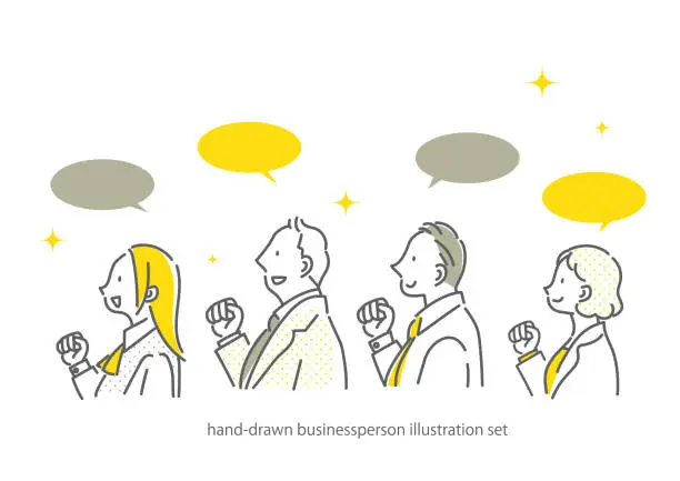 Vector illustration of business person illustration set, hand drawn