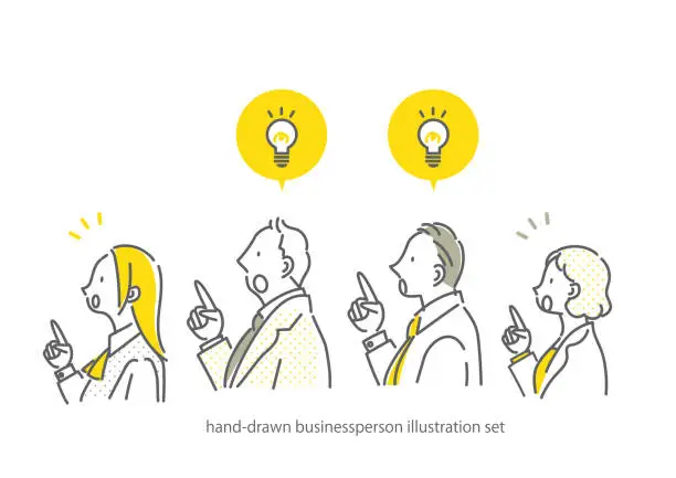 Vector illustration of business person illustration set, hand drawn