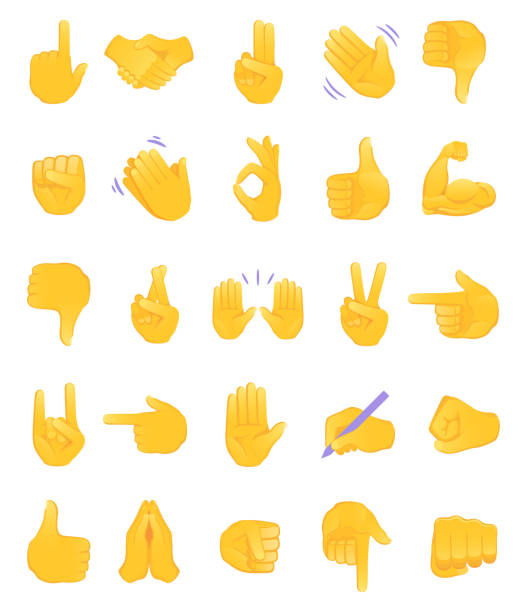 Hand gesture emojis icons collection. Handshake, biceps, applause, thumb, peace, rock on, ok, folder hands gesturing. Set of different emoticon hands isolated on transparent background illustration. Hand gesture emojis icons collection. Handshake, biceps, applause, thumb, peace, rock on, ok, folder hands gesturing. Set of different emoticon hands isolated on transparent background illustration. talk to the hand emoticon stock illustrations