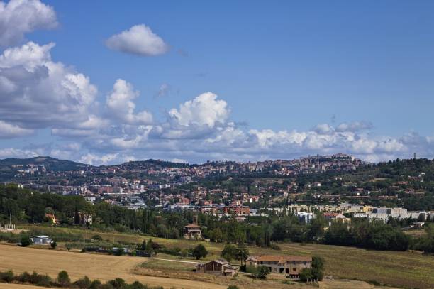 istock Panoramic view of Perugia landscape in a sunny day (Umbria, Italy, Europe) 1348040452