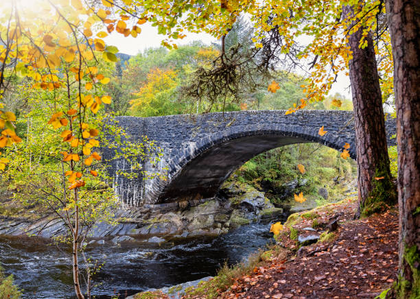 The old stonebridge over the river Moriston at the Invermoriston Falls