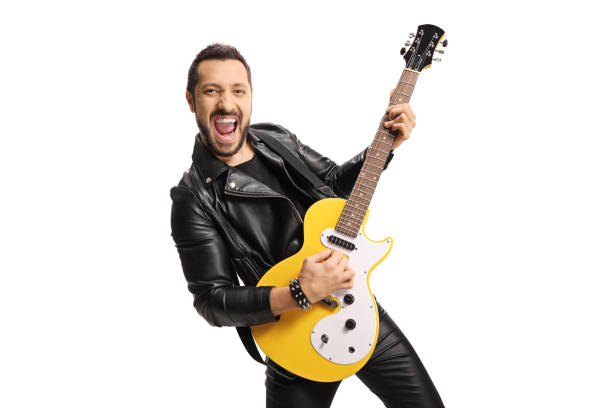 istock Excited young man playing an electric guitar 1348047497