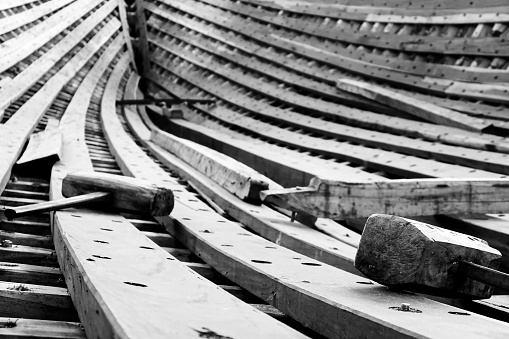Picture of a finished Phinisi Boat hull built in Bira, Indonesia