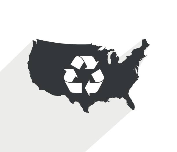 ilustrações de stock, clip art, desenhos animados e ícones de usa map icon with recycle sign. - pollution planet sphere nature