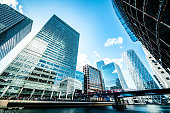 Office buildings in Canary Wharf, the downtown financial district in London