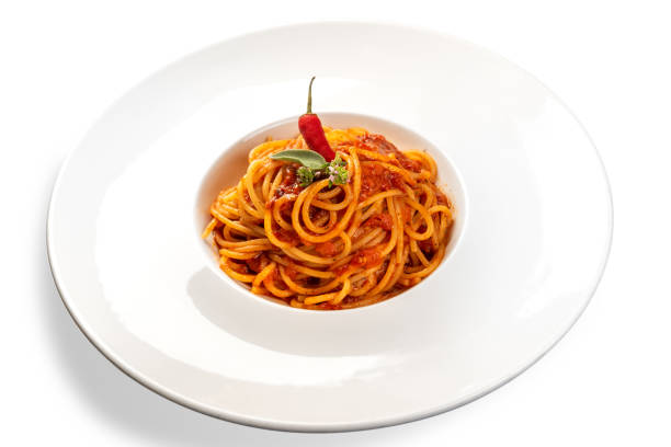 istock Spaghetti all'arrabbiata typical Italian pasta  with chili pepper 1348050582