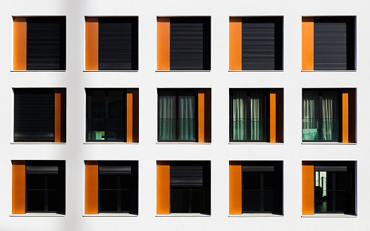 Building exterior with windows in a row, abstract background