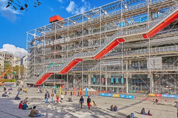 Paris Paris, France - September 27, 2021: people in front of the Center Georges Pompidou in Paris. pompidou center stock pictures, royalty-free photos & images