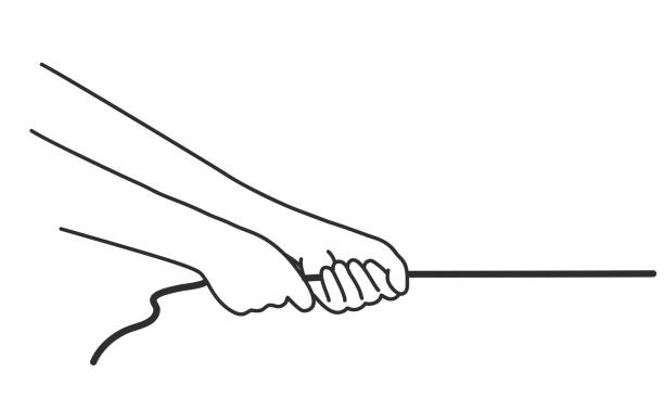 руки тянут веревку - перетягивание каната. - strength struggle emotional stress business stock illustrations