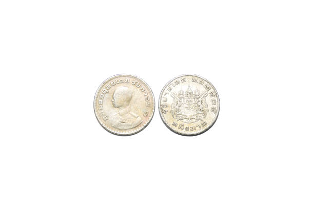 istock Coins of Thailand isolated on white background 1348058219
