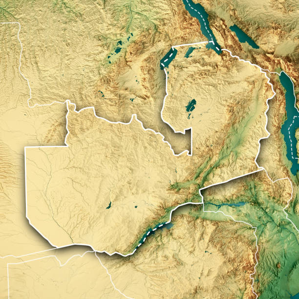istock Zambia 3D Render Topographic Map Color Border 1348059976