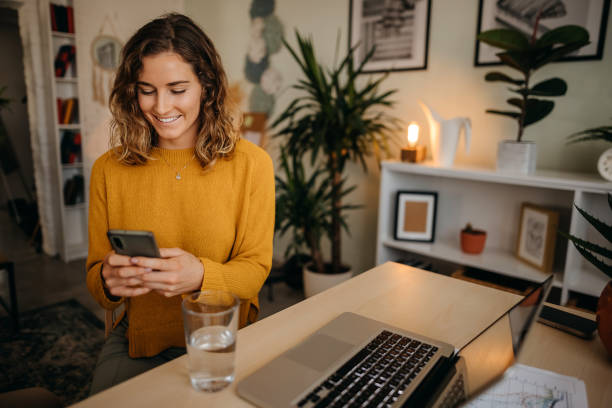 istock Young woman in a home office 1348063558