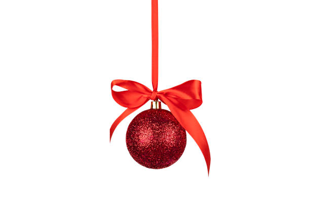 istock red glitter ornament with red ribbon isolate 1348064688