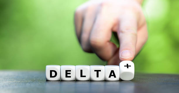 istock Symbol for the covid variant delta plus. Dice form the expression 