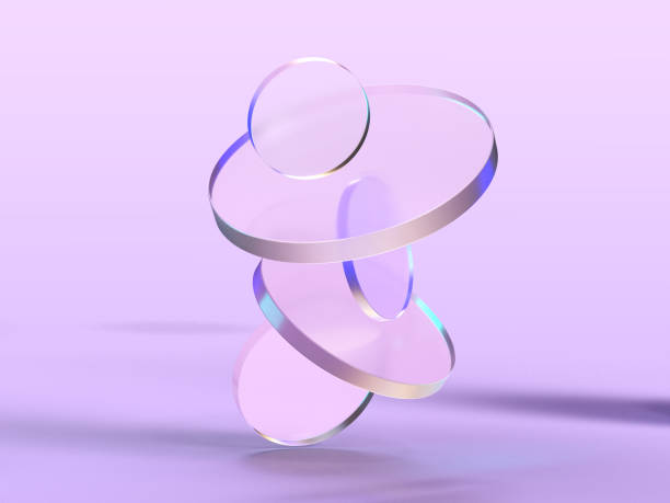istock 3D rendered round shapes in transparent material on a light background. Illustration of innovation concepts, optical glasses, or minimalism. Visualization of illusion and backgrounds. 1348065438