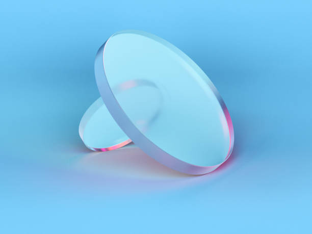 istock 3D rendered round shapes in transparent material on a light background. Illustration of innovation concepts, optical glasses, or minimalism. Visualization of illusion and backgrounds. 1348065441