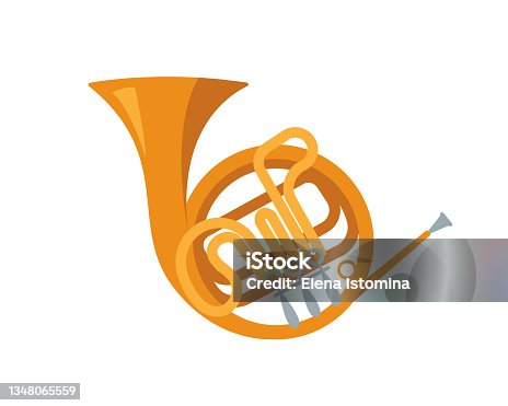 istock Golden French Horn icon isolated on white background. 1348065559