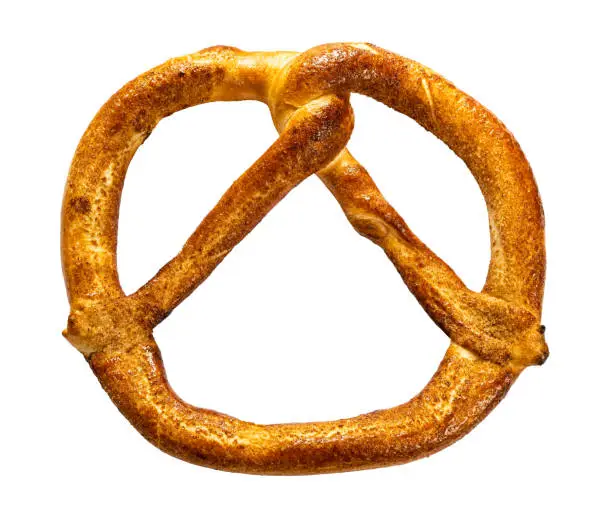 single sweet pretzel isolated on white background