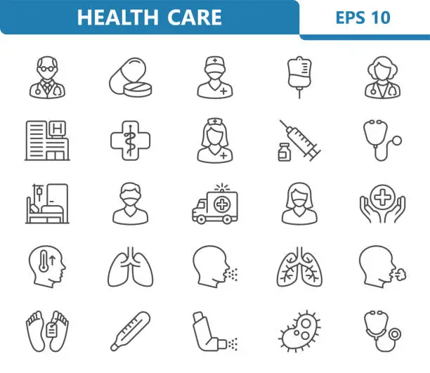 Vector illustration of Healthcare, Health Care, Medical Icons