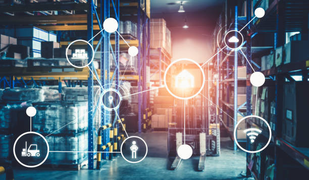 istock Smart warehouse management system with innovative internet of things technology 1348072539