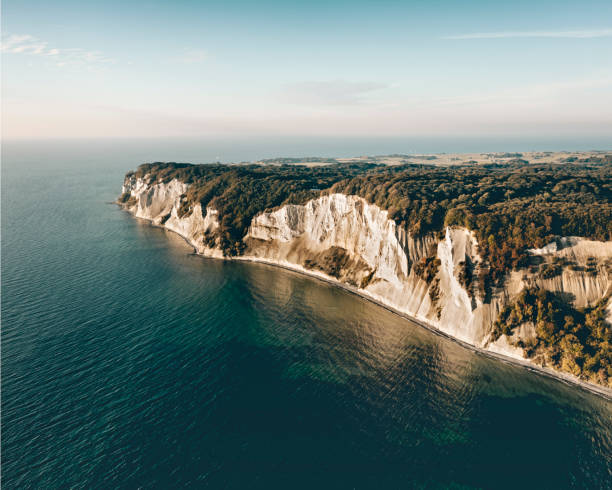istock Bird's eye view of the cliffs at Moens Klint in Denmark 1348075269