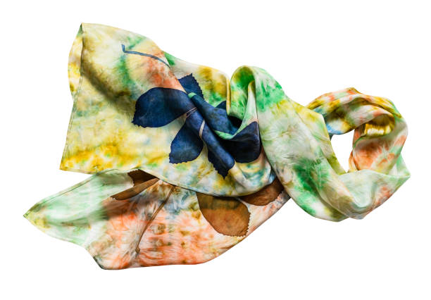 istock wrapped handcrafted Tie-dye batik scarf isolated 1348076388