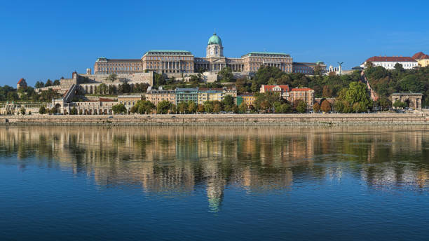 vista de castle hill com palácio real em budapeste, hungria - sandor palace - fotografias e filmes do acervo