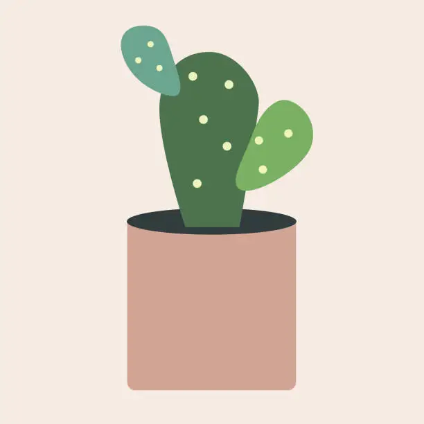 Vector illustration of Bunny ears cactus in flowerpot