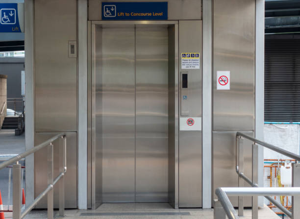istock elevator with closed doorin the city 1348078773