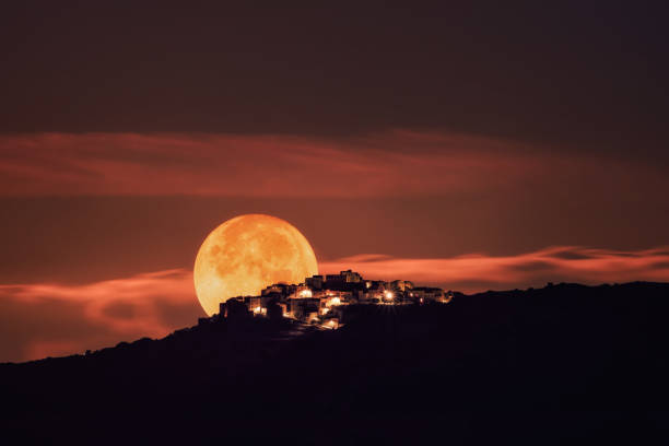 istock Full moon over Sant'Antonino in Corsica 1348079205