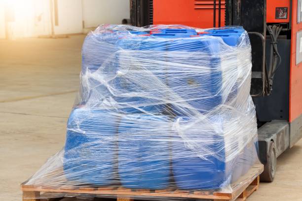 istock Forklifts are moving dangerous chemicals 1348079451