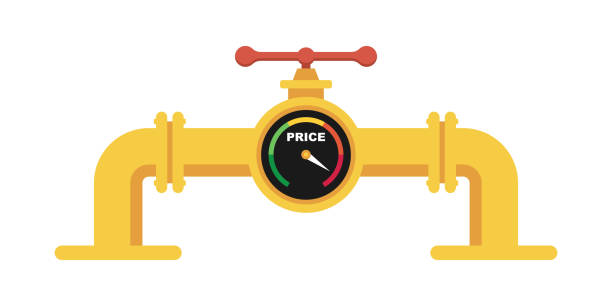 illustrations, cliparts, dessins animés et icônes de tuyau de gaz avec indicateur de prix. prix élevé pour l’illustration vectorielle du gaz naturel - gas counter