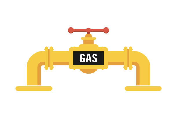밸브가있는 천연 가스 파이프. 벡터 일러스트레이션 - gas stock illustrations