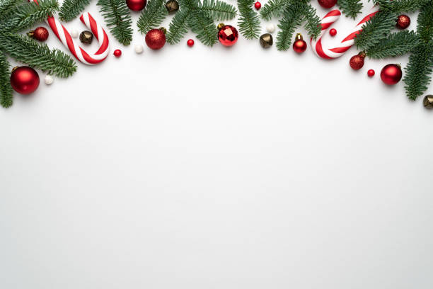 istock Christmas banner with holiday border on white background 1348081952