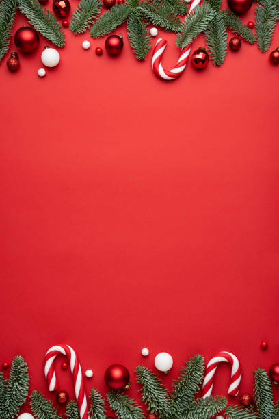 istock Merry Christmas or New Year decoration red background 1348081962