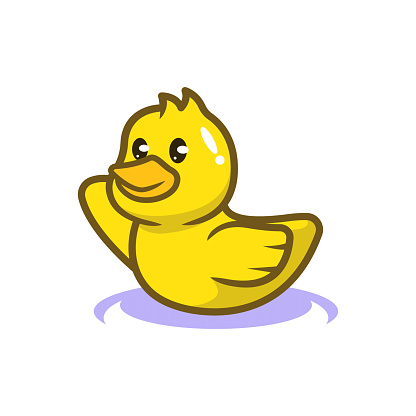 Cute duck animal mascot logo design illustration