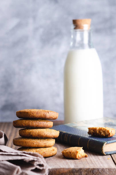 istock Cookies with a bottle of milk. 1348083299