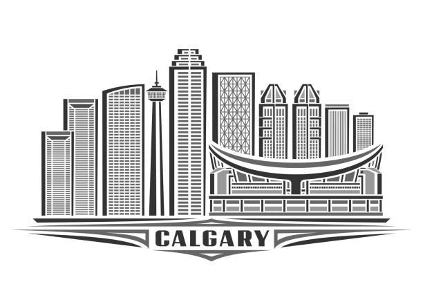 ilustracja wektorowa calgary - business district type stock illustrations